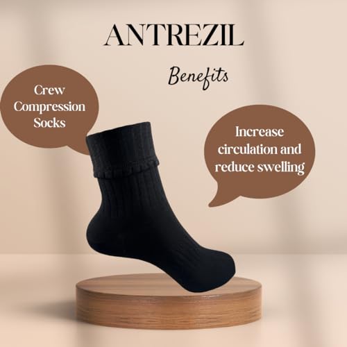 Black Crew Compression Socks - Pack of 5 with Bag | Cushioned Arch Support, Sweat-Absorbent Athletic Running & Hiking Sports Gifts3