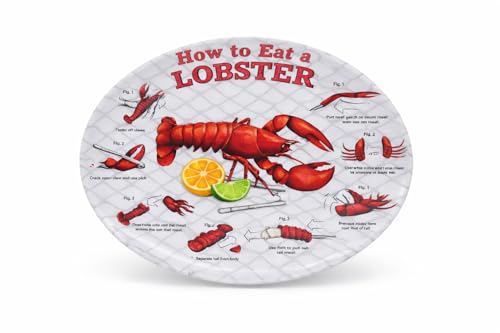 4 Lobster Plates OVAL Plastic How To EAT LOBSTER Diagram