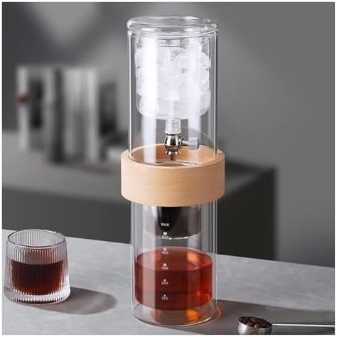 Cold Brew Drip Tower with Adjustable Water Flow,Cold Brew Drip Tower Coffee Maker, 600ml Reusable Glass Pot with Adjustable Dripper, Perfect for Home & Office, Brew 2-3 Cups of Smooth, Rich