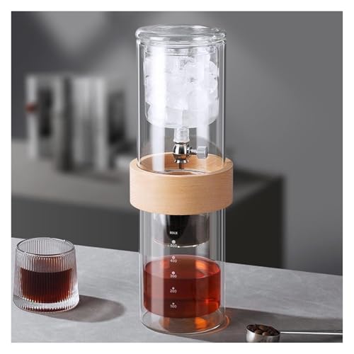 Cafetera de Goteo con Torre de infusión en frío, cafetera de Goteo con gotero de Velocidad Ajustable, cafetera de Goteo de Vidrio Reutilizable de 600 ml para infusión en frío, para el hogar