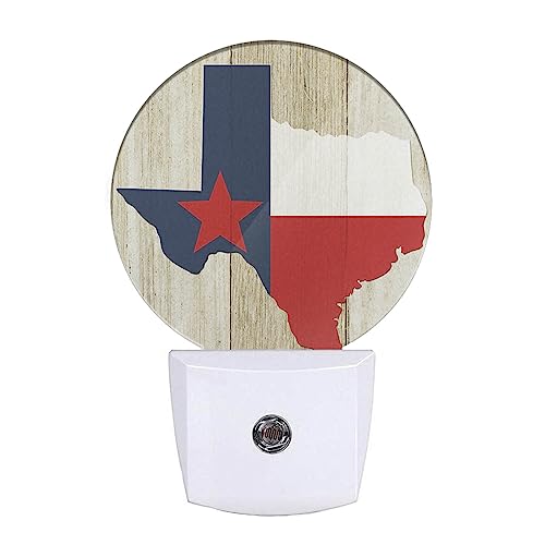 Image of EKOBLA Texas Flag Night Light, Texas State Rustic Night Lights Plug Into Wall with Dusk to Dawn Sensor, 0.5W