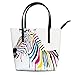 Große Leder-Tragetaschen für Damen, Zebra mit farbigen Streifen, Damen-Mehrzweck-Umhängetaschen, Mädchen, Reise-Einkaufstaschen, mehrfarbig