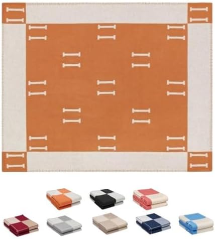 - Fcteap h Blanket Soft Throw Blanket Faux Fleece Cashmere Plaid Warm Shawl Thick Knitted Plush Cozy Comfy for Women Throw Blanket for Sofa Couch Bed Queen King Size 55x66 in (Orange)