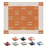 Fcteap h Blanket Soft Throw Blanket Faux Fleece Cashmere Plaid Warm Shawl Thick Knitted Plush Cozy Comfy for Women Throw Blanket for Sofa Couch Bed Queen King Size 55x66 in (Orange)