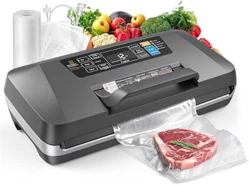 95kPa Food Vacuum Sealer Machine, 230W Automatic Food Sealer for Sous Vide, 10-in-1 Preset Modes with Double Heat Seal, Built-in Cutter & Starter Kit for Meal Prep and Storage