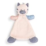 DEMDACO Oddball 11 Inch Soft Polyester Multi-Textured Plush Animal Soothing Security Cuddle Blanket Blankie, Pink and Purple, Kitty