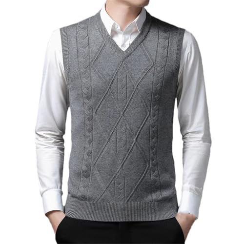 Men Knit Vest Basic Sweater Sleeveless Business Casual Slim Fit Sleeveless Sweaters
