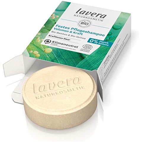 lavera, Festes Pflegeshampoo Volumen Kraft Shampoo ohne Silikone zertifizierte Naturkosmetik mehr Volumen und Stärke leichte Kämmberkeit 50 g Cover
