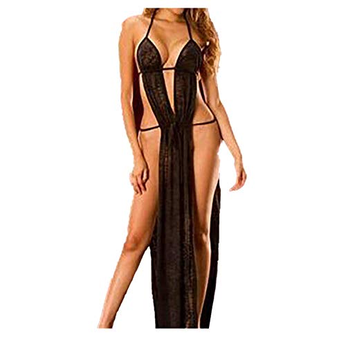 Bluestercool Femmes Lingerie Babydoll Vêtements de Nuit Dos Nu Longue Robe (XL, Noir) Cover