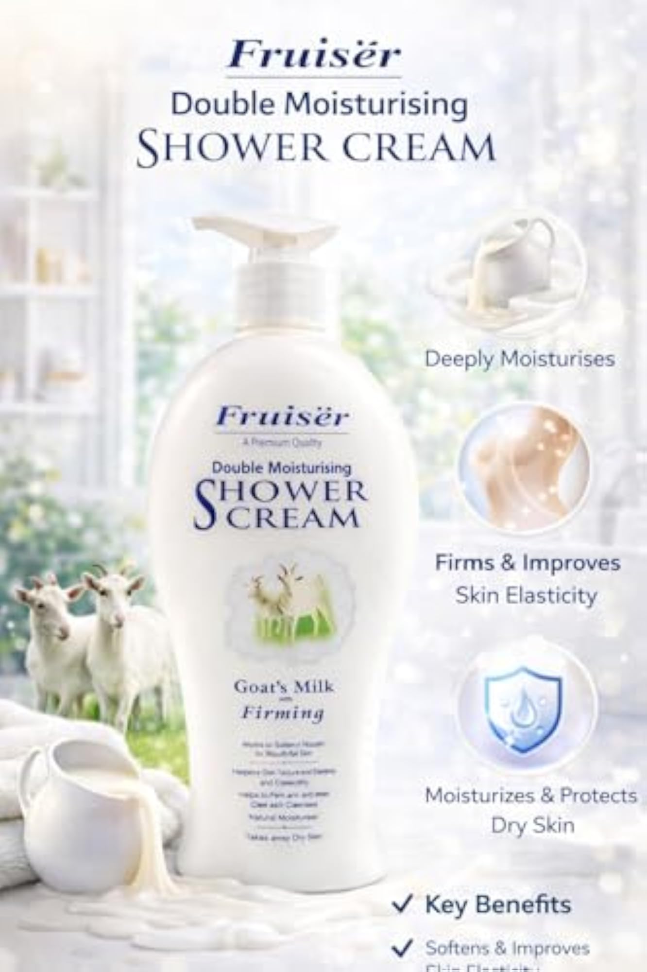 Double Moisturising Goat's Milk Shower Cream, 450 ml
