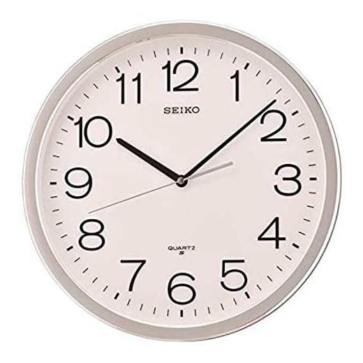Seiko 14 Inch Classic Numbered Wall Clock, Silver