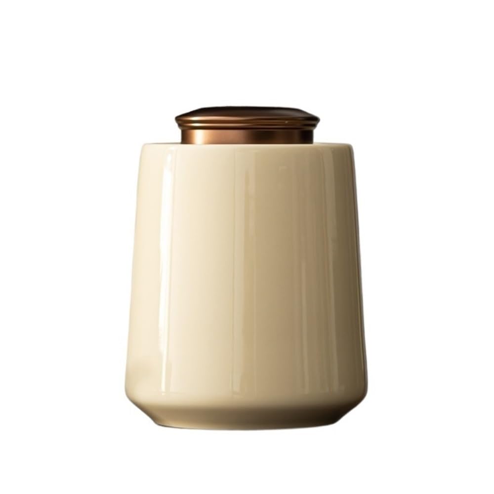 Bx9rE7tK3g Kitchen Storage Jar Ceramic Loose Tea Storage Jar With Double Alloy Sealed Lid Household Coffee Canisters Ceramic Tea Canister(Beige)