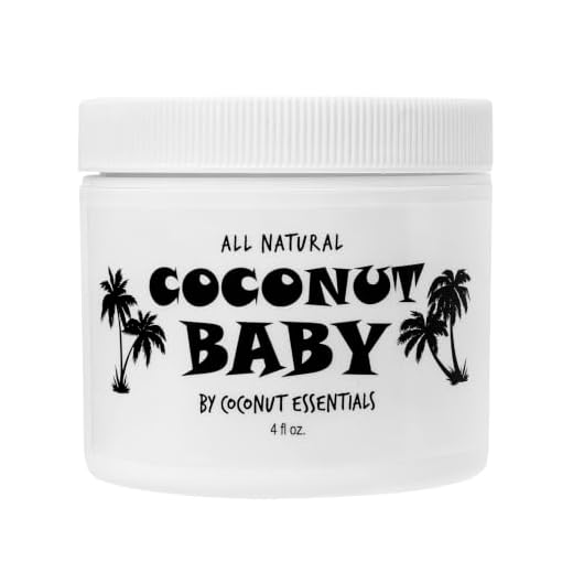 Coconut Baby Oil Organic Moisturizer - Cradle Cap Treatment, Hair Growth, Skin Protection, Eczema, Psoriasis - Massage, Sensitive Skin, Diaper Rash, Stretch Marks - with Sunflower & Grape Seed Oils - 4 fl oz
