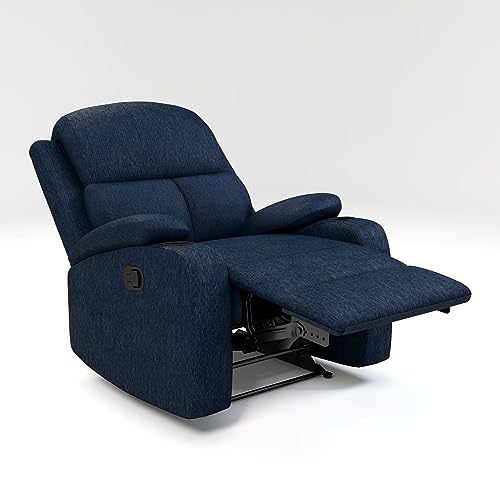 Image of Torque - Simon 1 Seater Fabric Manual Recliner | Recliner Sofa /Chair for Living Room, Bedroom, Office (Blue) | 1 Year Warranty