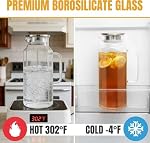 Paquet de 2 2 Liters/68 oz Octagon Pitcher en verre avec lis et goutte d'eau, Pitchers en eau avec poignée pour réfrigérateur, Carafe en verre Borosilicate pour boisson chaude/froide, Extra grand jug pour thé glacé, café.