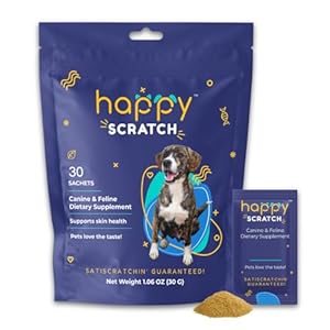 Dog Allergy Relief for Itching and Licking, Itchy Skin and Chewing from Seasonal Allergies, Flavor Pets Love, One Month Supply for All Cat and Dog Breeds – 30 Sachets