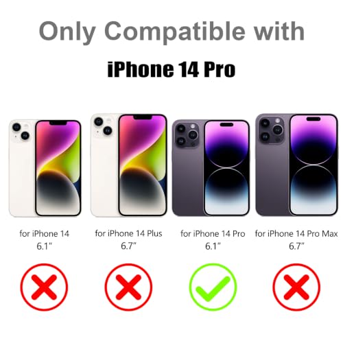 Image of Magnetic Case for iPhone 14 Pro [Compatible with Magsafe] [Cute Fashion Fluorescent Design] [1 Screen Protector] Slim Translucent Matte Case for iPhone 14 Pro 6.1 inch 2022, Purple