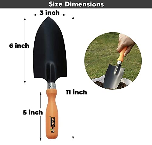 BIOLAND Home Gardening Tool Kit (Durable and Heavy Duty)-Trowel, Fork, Shovel, Rake, Weeder. Exclusively Designed and Made for Home Gardeners
