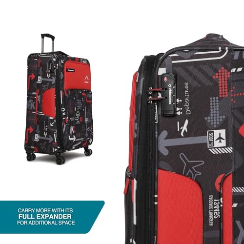 Image of uppercase Polyester Spinner JFK Plus 10100EST1RED Large Check-in Eco Soft Trolley Bag, Dust Resistant Luggage Made of Sustainable Material,8 Wheel with TSA Lock,Travel Suitcase for Unisex (Red),77 Cm