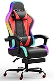 JUMMICO Gaming Stuhl mit led, Cool Racing Gamer Stuhl, Ergonomischer Bürostuhl mit Massagefunktion,...
