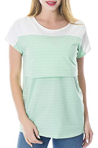 Smallshow Women's Maternity Nursing Tops Breastfeeding T-Shirt Medium Green