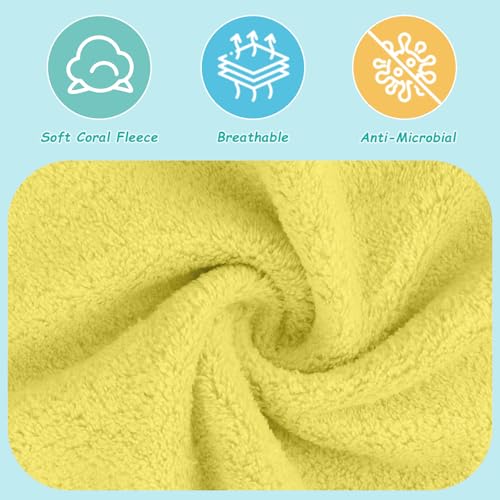 Image of HOMEXCEL Baby Washcloths 12 Pack-Microfiber Coral Fleece Baby Bath Face Towel 7 x 9 Inch Extra Absorbent Soft Burp Cloth and Wash Cloths for Newborn-Infants and Toddlers,Yellow