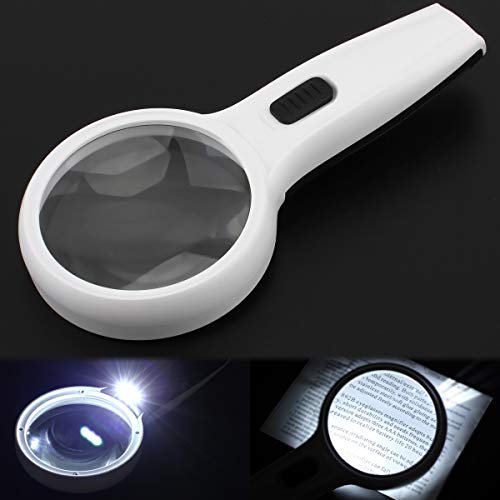 Loupe 10X 75 mm éclairante à 3 LED pour examen de bijoux