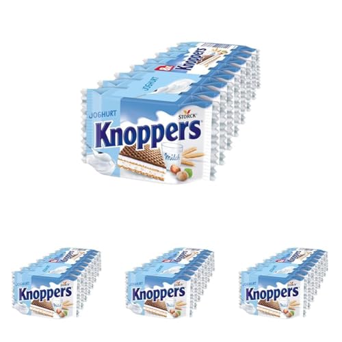 Knoppers Joghurt – 4 x 200g – Gefüllte Waffelschnitte mit Joghurtcreme und Nougatcremefüllung