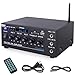 Compact Mini Home Power Amplifier - 40W Smart Small Audio Stereo Receiver w/ AUX, 2 Microphone IN, COM/8-Ohm/25V/70V Speakers, LED, Input Selector, For PA, Amplified Speaker Sound System - Pyle PCM20A