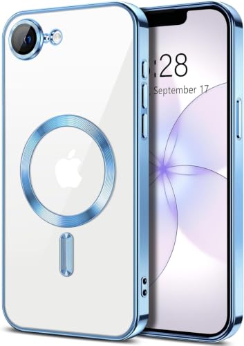 Image of VONZEE Electroplated Transparent Clear Logo TPU Case Compatible with iPhone 17e / iPhone 16e, MagSafe Compatible Magnetic Cover, Camera Protection for Each Lens, Slim Shockproof Phone Case, Sierra