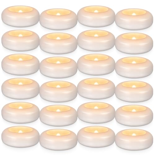 Image of 24-Pack 3 inch Water-Activated Floating Candles, Flameless LED Tea Lights with 120-Hour Battery Life, Waterproof & Unsinkable - Warm White Pool Decor for Wedding, Spa, Party