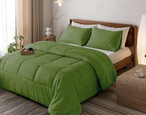 Selection Bedding Queen Velvet Comforter Set, Sage, 3 pcs