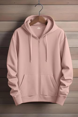 Image of Nobero Classic Zipper Hoodie for Men | Zip Up Hoodies for Men | Regular Fit | Full Zip Closure | Drawstring Hood | Zipped Hooded Sweatshirt | Cotton Rich Zipper Fleece Hoodie