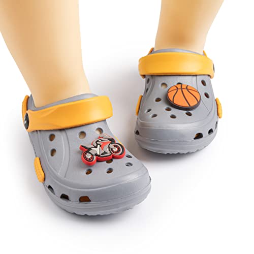 Casazoe Toddler Boys Girls Breathable Garden Clogs Summer Beach Water Pool Hiking Kid Sandals Elastic Texture Anti-Slip Sole Lightweight Slippers 2Pcs Charms Clog(Toddler/Little Kids) #TOP3