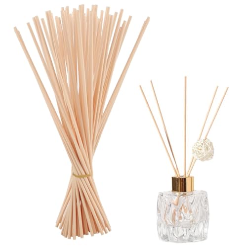 BCHKO Lot de 30 bâtonnets diffuseurs d'huiles essentielles en fibre de rotin pour la maison, le bureau, l'hôtel et le spa (30 cm x 4 mm) (couleur bois...