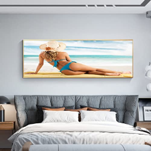 Salon décor plage bikini beauté femmes - Toile moderne grand format 70x210cm sans cadre