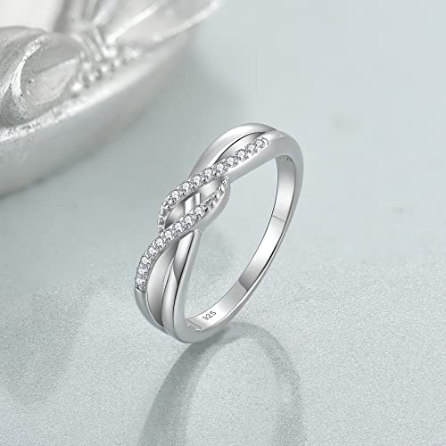 STARCHENIE Twisted Infinity Ring 925 Sterling Silver Wedding Band Ring for Women Size 5-104