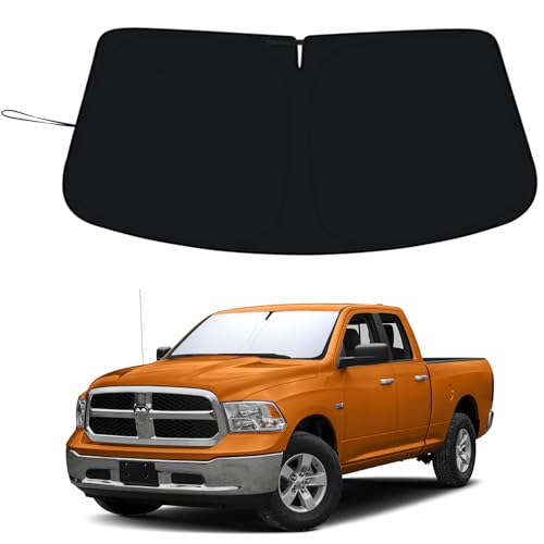 Image of PIMCAR Windshield Sun Shade for Dodge Ram 1500 2009-2018 | Premium 310T Reflective Polyester UV /Heat Shield | Custom Fit Sunshade to Block Rays & Cool Interior