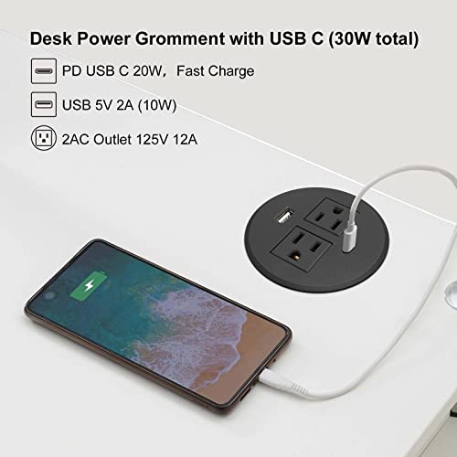 Triantstek BY213-YD022 Extensión de Escritorio Empotrada con Carga Rápida USB C 30W Total miniatura 2