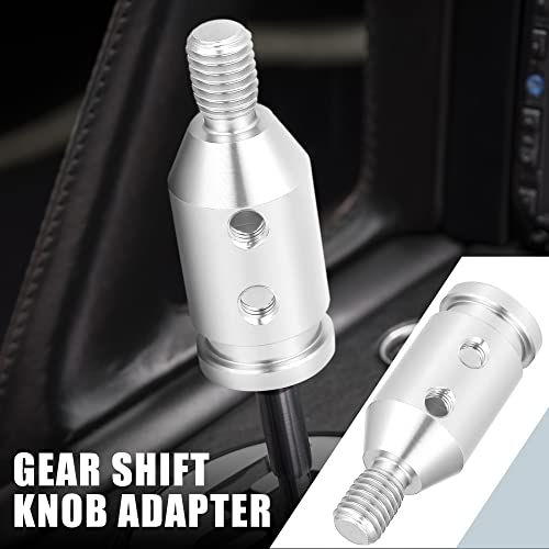A Absopro Gear Shift Knob Adapter Kit Universal With 4 Plastic Hoses Non Threaded Lever Cover Head Aluminum Alloy Silver Tone #TOP1