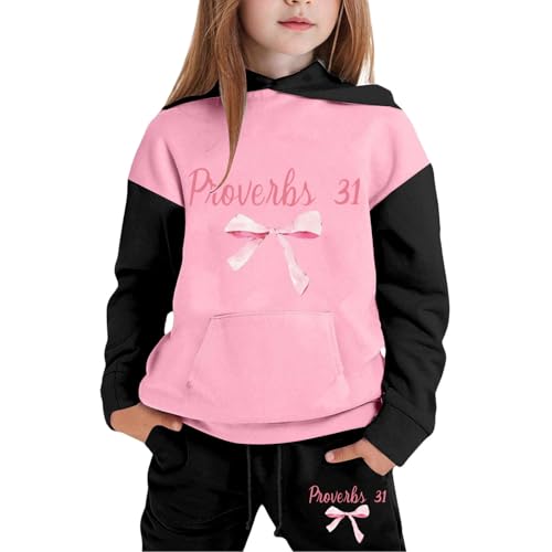 Girls Boys 2 Piece Outfits Sweatsuit Ribbon Bowknot Printed Cute Hoodies Sweatpant Active Tracksuits Clothing Set3