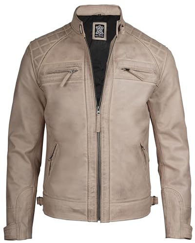Image of Decrum Leather Jacket Men - Cafe Racer Style Real Lambskin Leather Jackets For Men