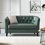 Husbedom 50 Inches Loveseat, Small Leather Couch for Small Spaces, Mini Sofa with Button Tufted Déco