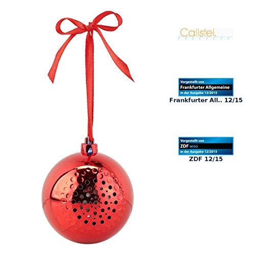 Preisvergleich Produktbild Callstel Weihnachtskugel: Christbaumkugel-Lautsprecher mit Bluetooth, rot (Weihnachtskugel Lautsprecher)