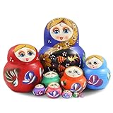 10 Stück bunte russische Puppen in Form eines Mädchens und einer Erdbeere, russische Puppen, stapelbar, aus Holz, große Bauchform, für Kinderzimmerdekoration