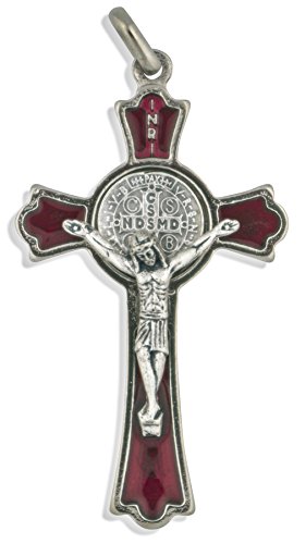 Pingente de cruz de São Bento de 5 cm com esmalte colorido, Plástico