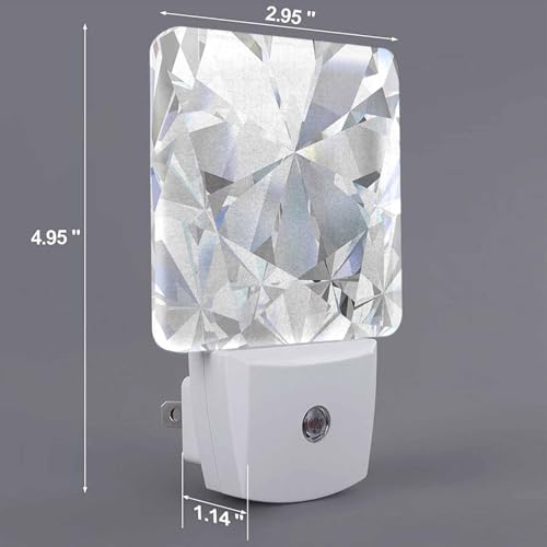 Image of LED Night Light,Diamond Texture Close Up LED Night Light Plug into Wall with Dusk to Dawn Light Sensor White Energy Efficient Nightlight for Bedroom Bathroom Hallway Living Room Kitchen