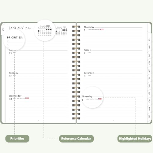 2026 Planner, Weekly and Monthly Calendar Agenda Book, Jan 2026 - Dec 2026, Hardcover Planning Academic Planner for Office School Supplies and Desk Accessories - A5 (6.3'' x 8.5'') - Image 4