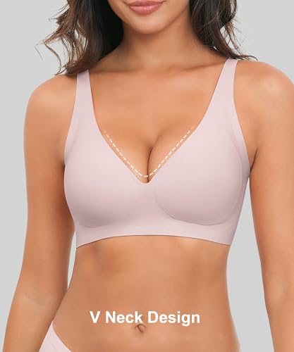 Image of Xcutting Bra for Women Wireless No Underwire Seamless Full Coverage Deep V Bralettes Everyday Comfortable Soft
