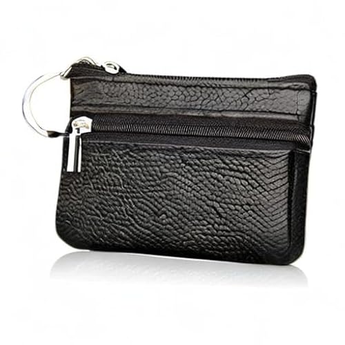 Hibate Schwarz Leder Schlüsseletui Schlüsseltasche Klein für Herren Damen